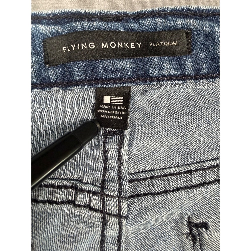 Flying Monkey Platinum Distressed Jeans Womens Sz 27 Blue Mid Rise Fray Raw Hem - Picture 5 of 11